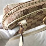 グッチ GGキャンバス / レザー ショルダーバッグ ポシェット ミニバッグ ベージュ - NEWSED