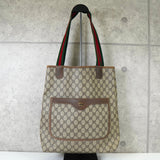 グッチ シェリー GGスプリーム / レザー トートバッグ ブラウン - NEWSED