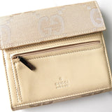 グッチ ジャンボ GGキャンバス / レザー 二つ折り財布 ベージュ - NEWSED