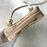 グッチ GGキャンバス / レザー ショルダーバッグ ポシェット ミニバッグ ベージュ - NEWSED