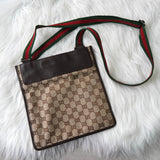 グッチ シェリーライン GGキャンバス / レザー ショルダーバッグ ブラウン - NEWSED