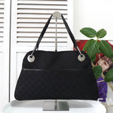 グッチ GGキャンバス / レザー トートバッグ ハンドバッグ ブラック - NEWSED