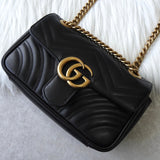 グッチ GGマーモント キルティング レザー チェーンショルダーバッグ ブラック 446754 - NEWSED