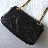 グッチ GGマーモント キルティング レザー チェーンショルダーバッグ ブラック 446754 - NEWSED