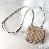 グッチ GGキャンバス / レザー ショルダーバッグ ポシェット ミニバッグ ベージュ - NEWSED