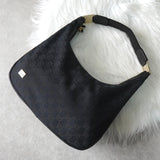 グッチ ホースビット GGキャンバス / レザー ワンショルダーバッグ ブラック - NEWSED