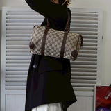 グッチ GGキャンバス / レザー ハンドバッグ ミニボストンバッグ 肩掛け ブラウン - NEWSED