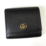 グッチ GGマーモント レザー 二つ折り財布 ブラック - NEWSED