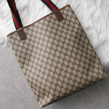 オールド グッチ シェリーライン GGスプリーム トートバッグ ブラウン - NEWSED