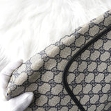 オールド グッチ シェリーライン GGスプリーム / レザートートバッグ ベージュ ネイビー - NEWSED