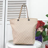 グッチ GGキャンバス / レザー トートバッグ ベージュ - NEWSED