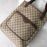 グッチ シェリーライン GGスプリーム / レザー トートバッグ ブラウン - NEWSED