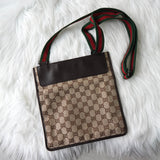 グッチ シェリーライン GGキャンバス / レザー ショルダーバッグ ブラウン - NEWSED