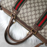 オールド グッチ シェリーライン GGスプリーム / レザー ボストンバッグ ベージュ - NEWSED