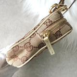 グッチ GGキャンバス / レザー ショルダーバッグ ポシェット ミニバッグ ベージュ - NEWSED