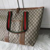 グッチ シェリーライン GGプラス / レザー トートバッグ ブラウン - NEWSED