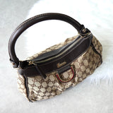 グッチ アビー GGキャンバス / レザー ワンショルダーバッグ ブラウン - NEWSED