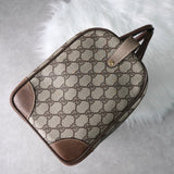 オールド グッチ シェリーライン GGスプリーム / レザー ボストンバッグ ベージュ - NEWSED