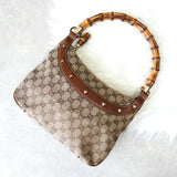 グッチ バンブー GGキャンバス / レザー スタッズ ワンショルダーバッグ ベージュ - NEWSED