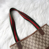 オールド グッチ シェリーライン GGスプリーム トートバッグ ブラウン - NEWSED