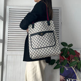 オールド グッチ シェリーライン GGスプリーム / レザートートバッグ ベージュ ネイビー - NEWSED