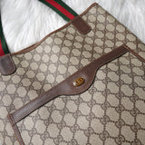 オールド グッチ シェリーライン GGスプリーム トートバッグ ブラウン - NEWSED