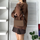 グッチ GGキャンバス/レザー ワンショルダーバッグ ブラウン - NEWSED