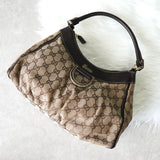 グッチ アビー GGキャンバス / レザー ワンショルダーバッグ ブラウン - NEWSED