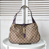 グッチ ニュージャッキー GGキャンバス / レザー ワンショルダーバッグ ベージュ / パープル - NEWSED