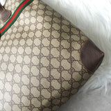 グッチ シェリーライン GGスプリーム / レザー トートバッグ ブラウン - NEWSED