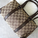 グッチ GGキャンバス / レザー ハンドバッグ ミニボストンバッグ 肩掛け ブラウン - NEWSED