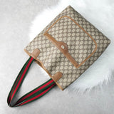 オールド グッチ シェリーライン GGスプリーム レザー トートバッグ ベージュ - NEWSED