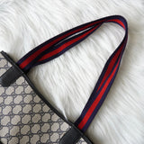 オールド グッチ シェリーライン GGスプリーム トートバッグ ホワイト / ネイビー - NEWSED