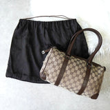 グッチ GGキャンバス / レザー ハンドバッグ ミニボストンバッグ 肩掛け ブラウン - NEWSED