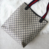 オールド グッチ シェリーライン GGスプリーム トートバッグ ホワイト / ネイビー - NEWSED