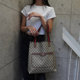 グッチ シェリー GGスプリーム / レザー トートバッグ ブラウン - NEWSED