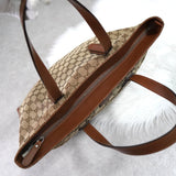 グッチ GGキャンバス / レザー トートバッグ ブラウン - NEWSED