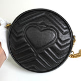 グッチ GGマーモント サークル ハート レザー チェーン ショルダーバッグ ブラック - NEWSED