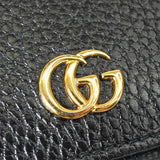 グッチ GGマーモント レザー 二つ折り財布 ブラック - NEWSED