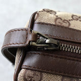 グッチ GGキャンバス / レザー ハンドバッグ ミニボストンバッグ 肩掛け ブラウン - NEWSED