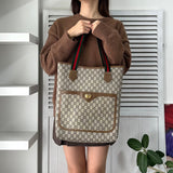 オールド グッチ シェリーライン GGプラス/レザー トートバッグ A4収納可 ベージュ - NEWSED