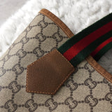 オールド グッチ シェリーライン GGプラス/レザー トートバッグ A4収納可 ベージュ - NEWSED