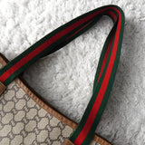 オールド グッチ シェリーライン GGプラス/レザー トートバッグ A4収納可 ベージュ - NEWSED