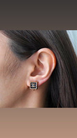 シャネル ココマーク スクエア イヤリング GP / ブラック - NEWSED