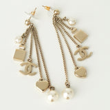 シャネル ココマーク 香水 ハート パール スイングチェーン ピアス GP ゴールド - NEWSED