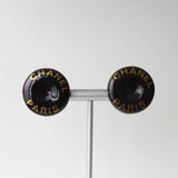 シャネル ロゴ イヤリング ブラック / GP ゴールド - NEWSED