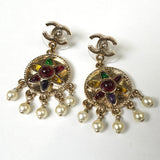 シャネル ココマーク カラーストーン フェイクパール ピアス GPゴールド - NEWSED