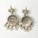 シャネル ココマーク カラーストーン フェイクパール ピアス GPゴールド - NEWSED