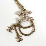 シャネル ココマーク ラインストーン フェイクパール ネックレス GP ゴールド - NEWSED