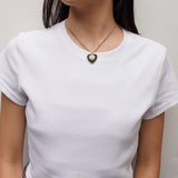 シャネル ココマーク ハート ラインストーン フェイクパール ネックレス GP ゴールド / ブラック - NEWSED